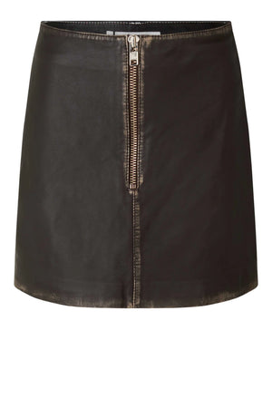 Rocker Leather Skirt - Vintage Black