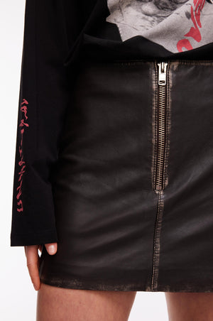 Rocker Leather Skirt - Vintage Black