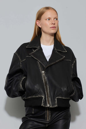 Rocker Leather Jacket - Vintage Black