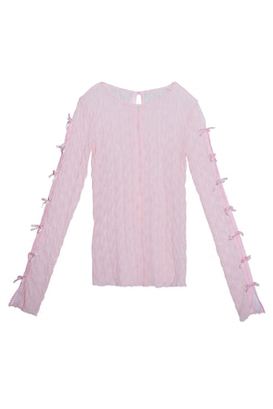 Ross Bow Mockneck Top - Icy Pink