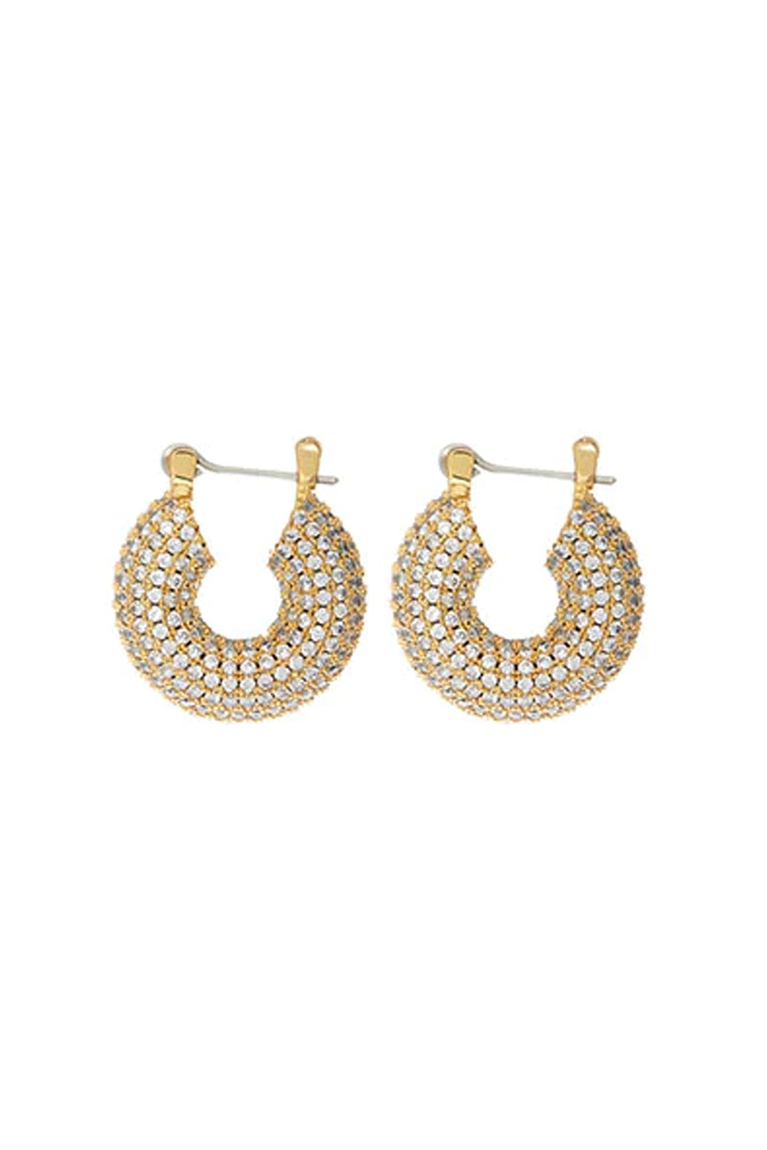 Pave Mini Donut Hoops - Gold