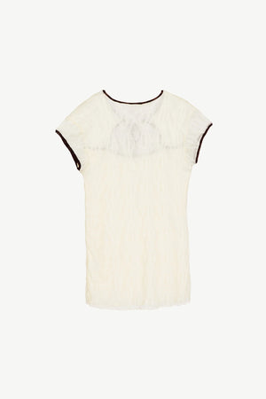 Mariposa Lace Bow Tee - Piped Cloud