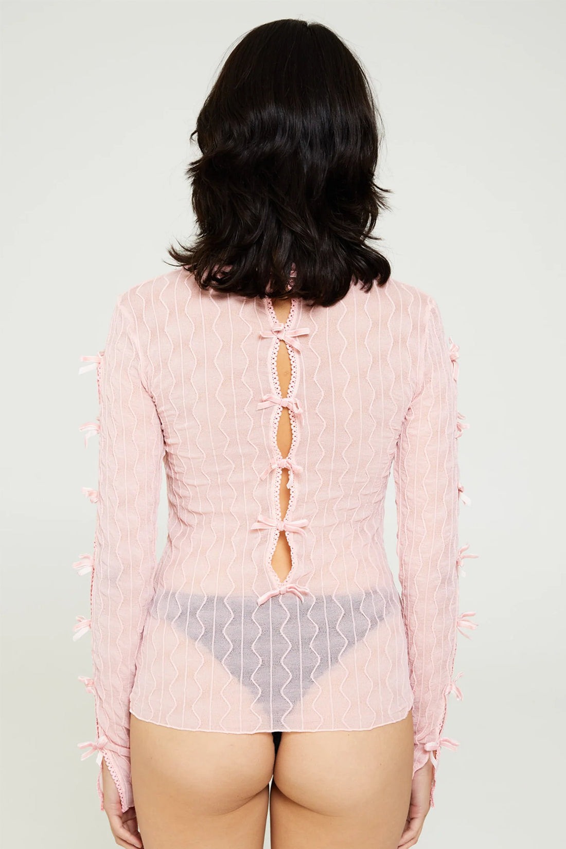Ross Bow Mockneck Top - Icy Pink