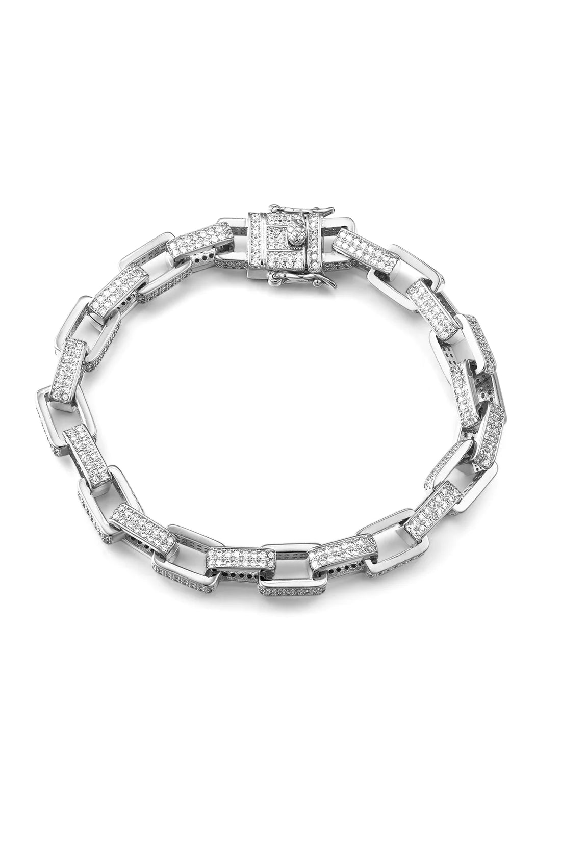 Boxy Pave Chain Bracelet - Silver