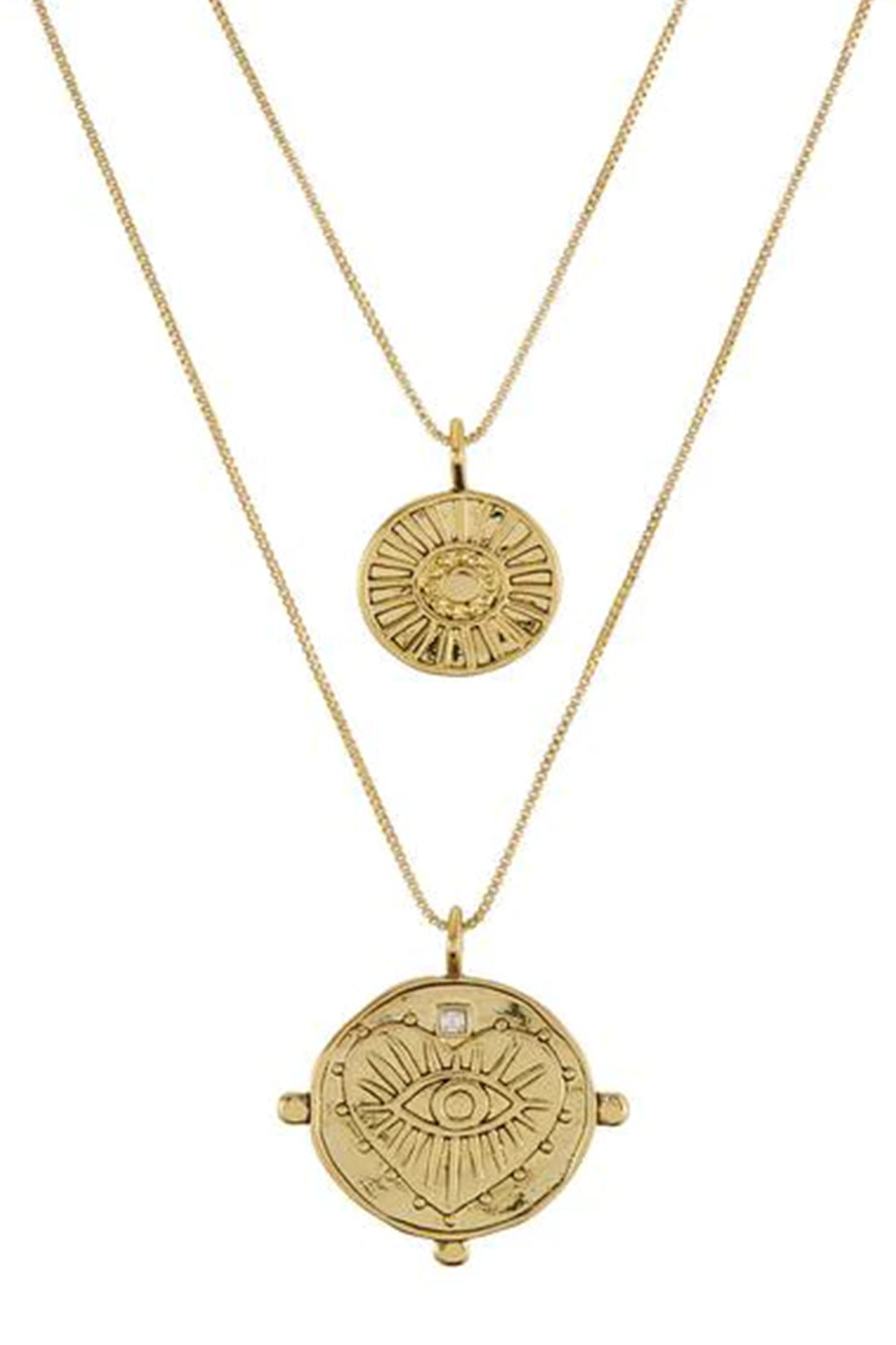 The Evil Eye Double Coin Necklace - Gold