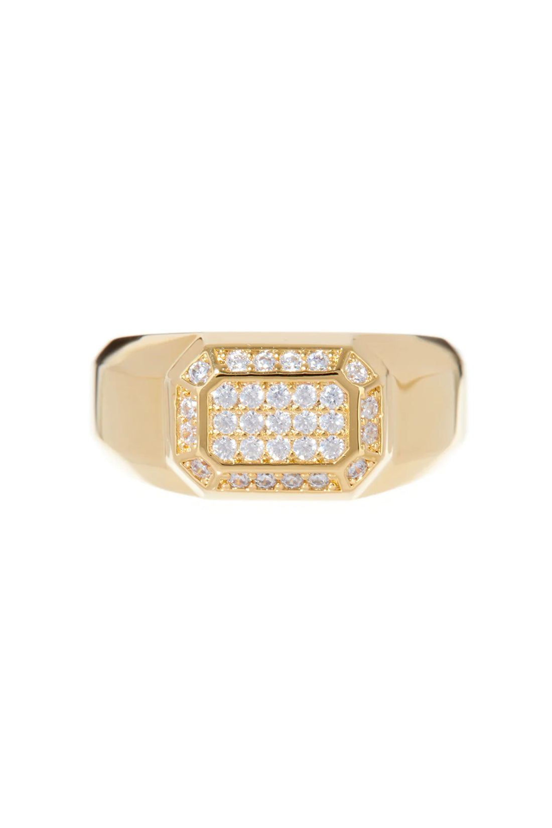 Faceted Diamond Signet Ring- Gold