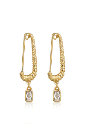The Francois Safety Pin Earrings - Gold