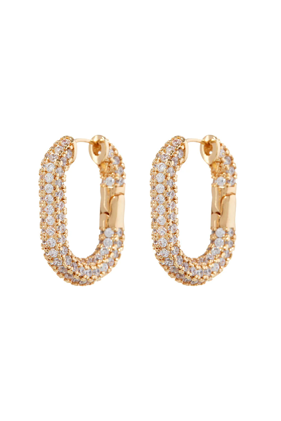 XL Pave Chain Link Hoops - Gold