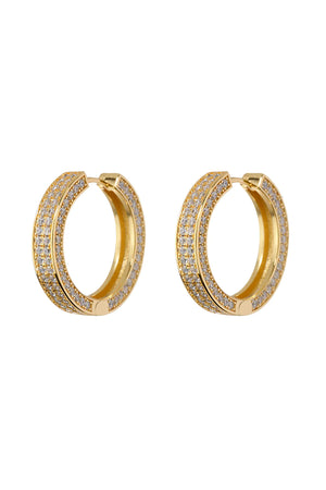 Pave Coco Hinge Hoops- Gold