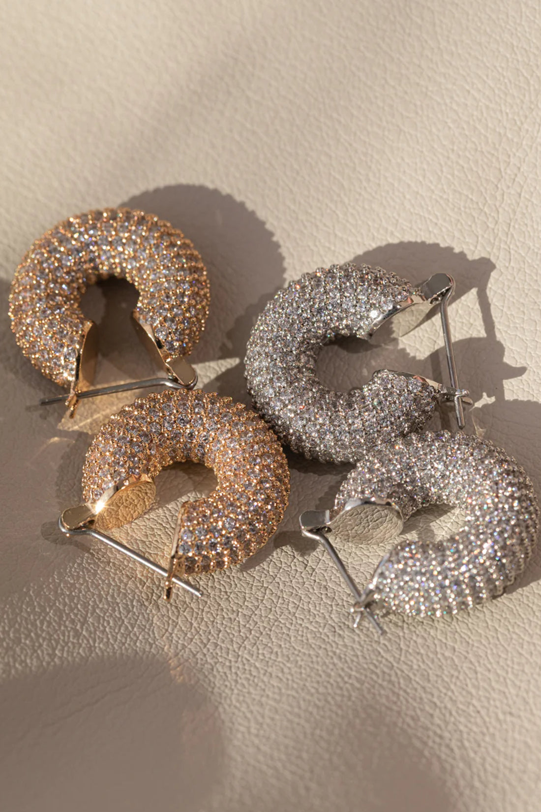 Pave Mini Donut Hoops - Silver