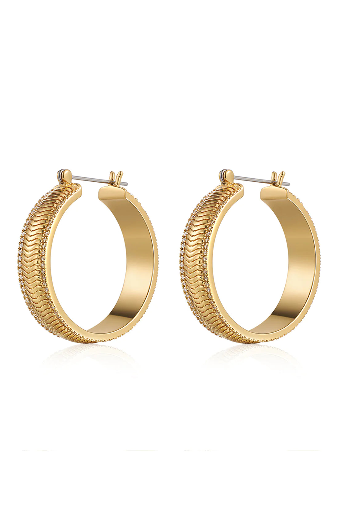 The Wavey Snake Chain Hoops - Gold