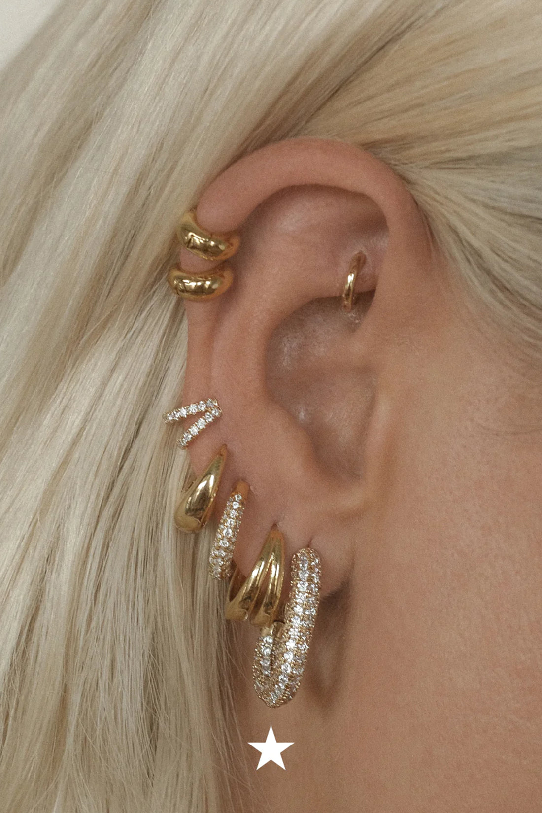XL Pave Chain Link Hoops - Gold