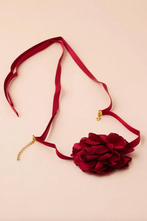Satin Rosa Tied Necklace