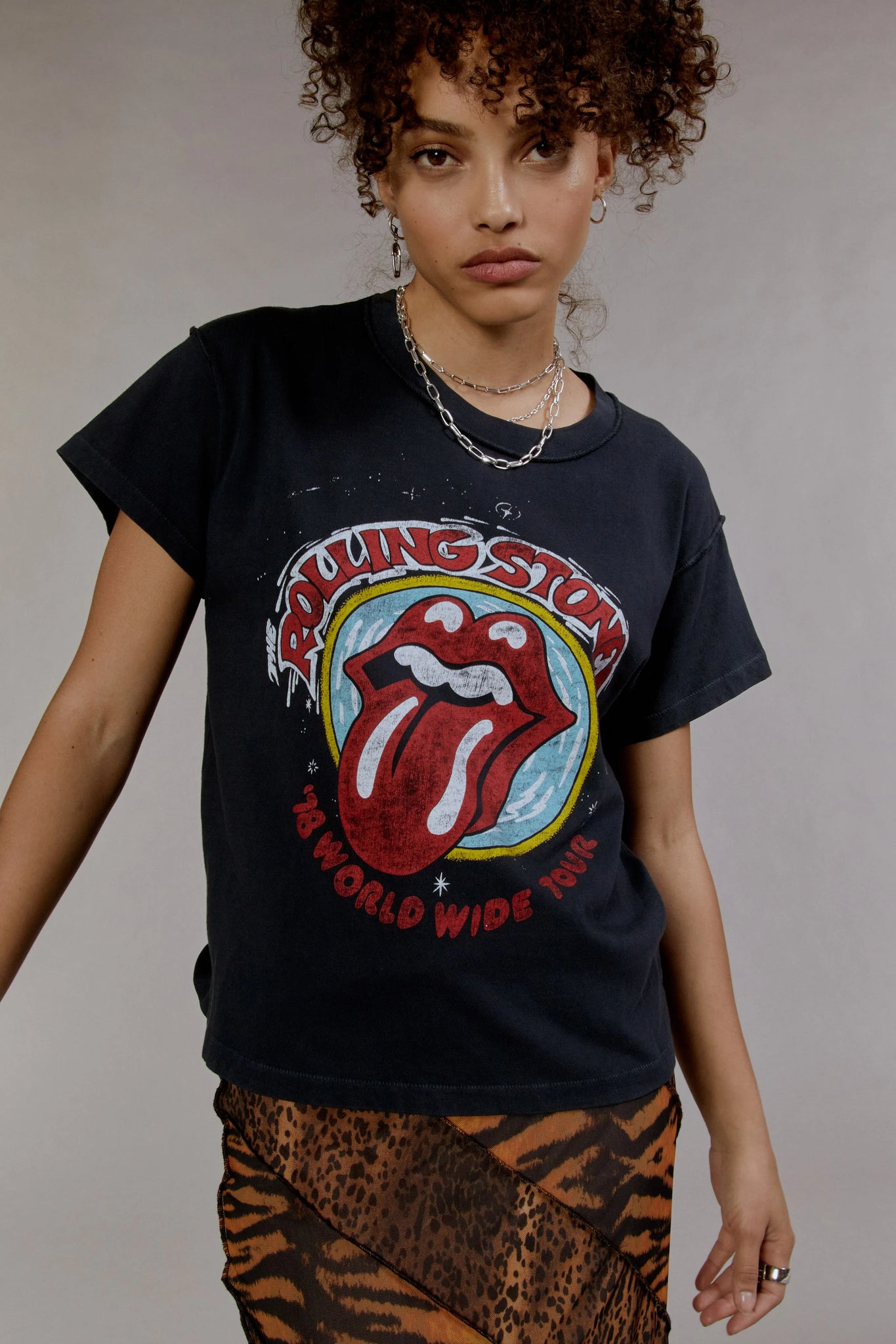 Rolling Stones 78 Reverse GF Tee - Vintage Black