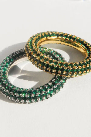 Pave Amalfi Ring - Gold & Green