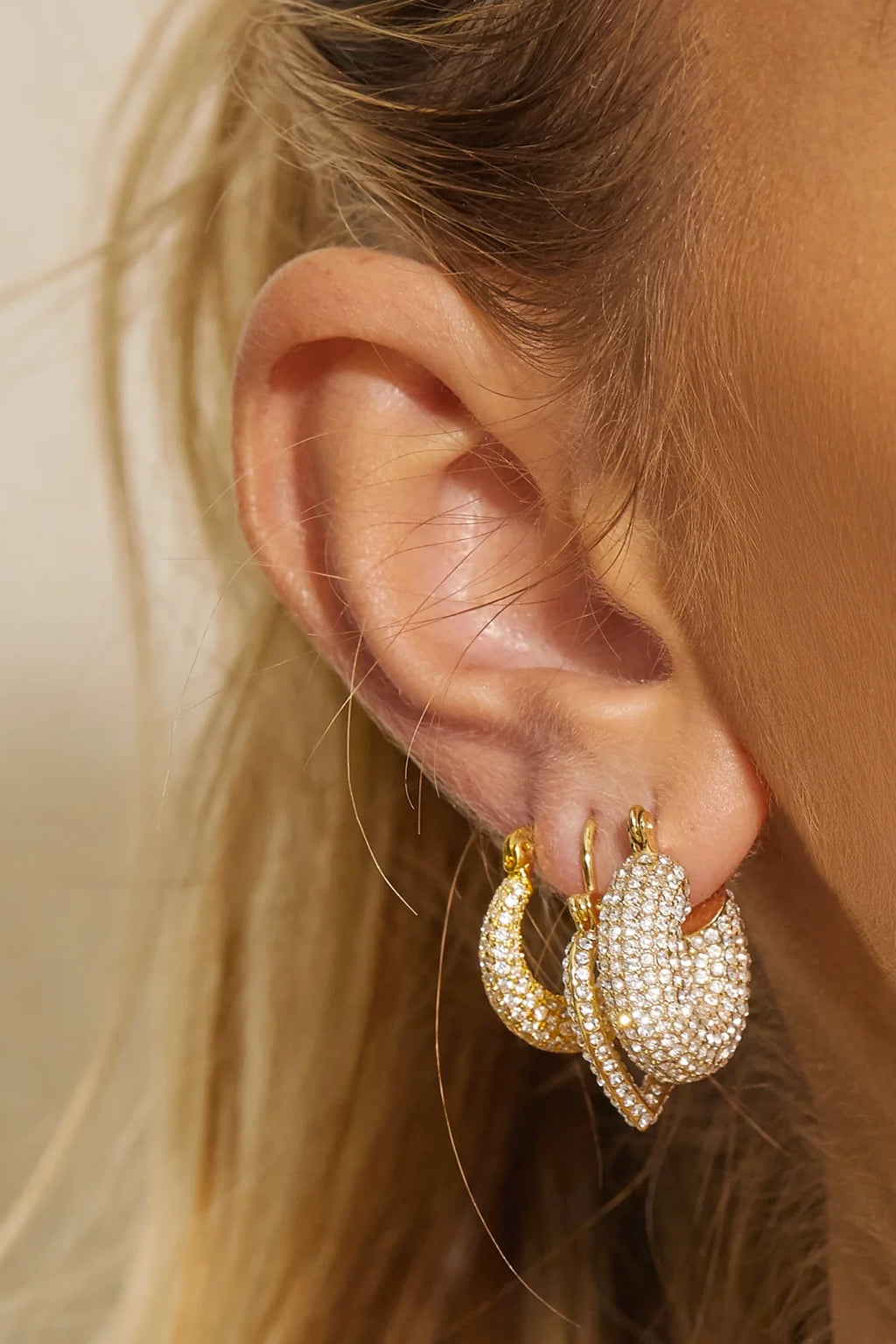 Pave Mini Donut Hoops - Gold