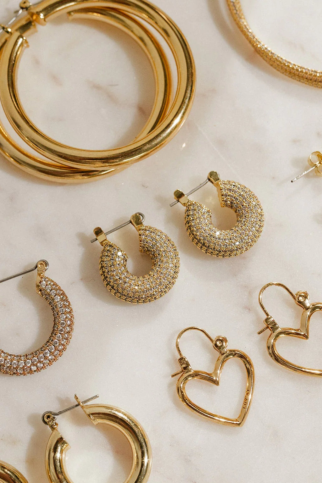 Pave Mini Donut Hoops - Gold