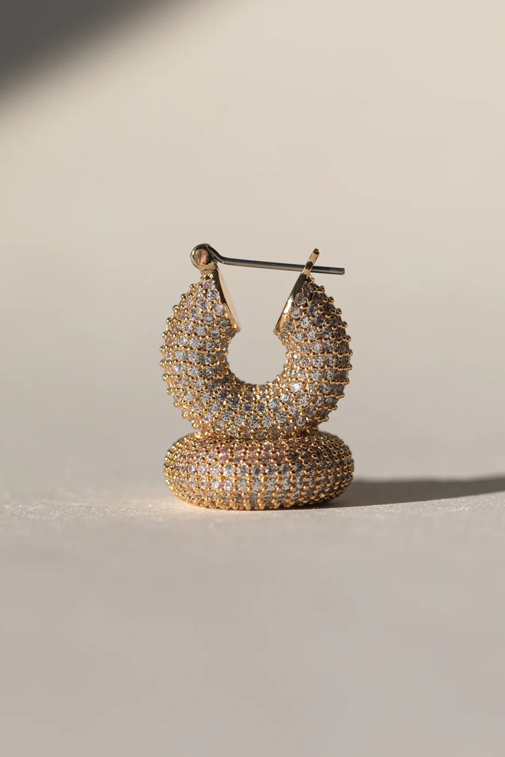 Pave Mini Donut Hoops - Gold