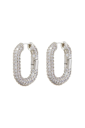 XL Pave Chain Link Hoops- Silver