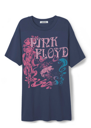 Pink Floyd Animals T-Shirt Dress - Vintage Navy