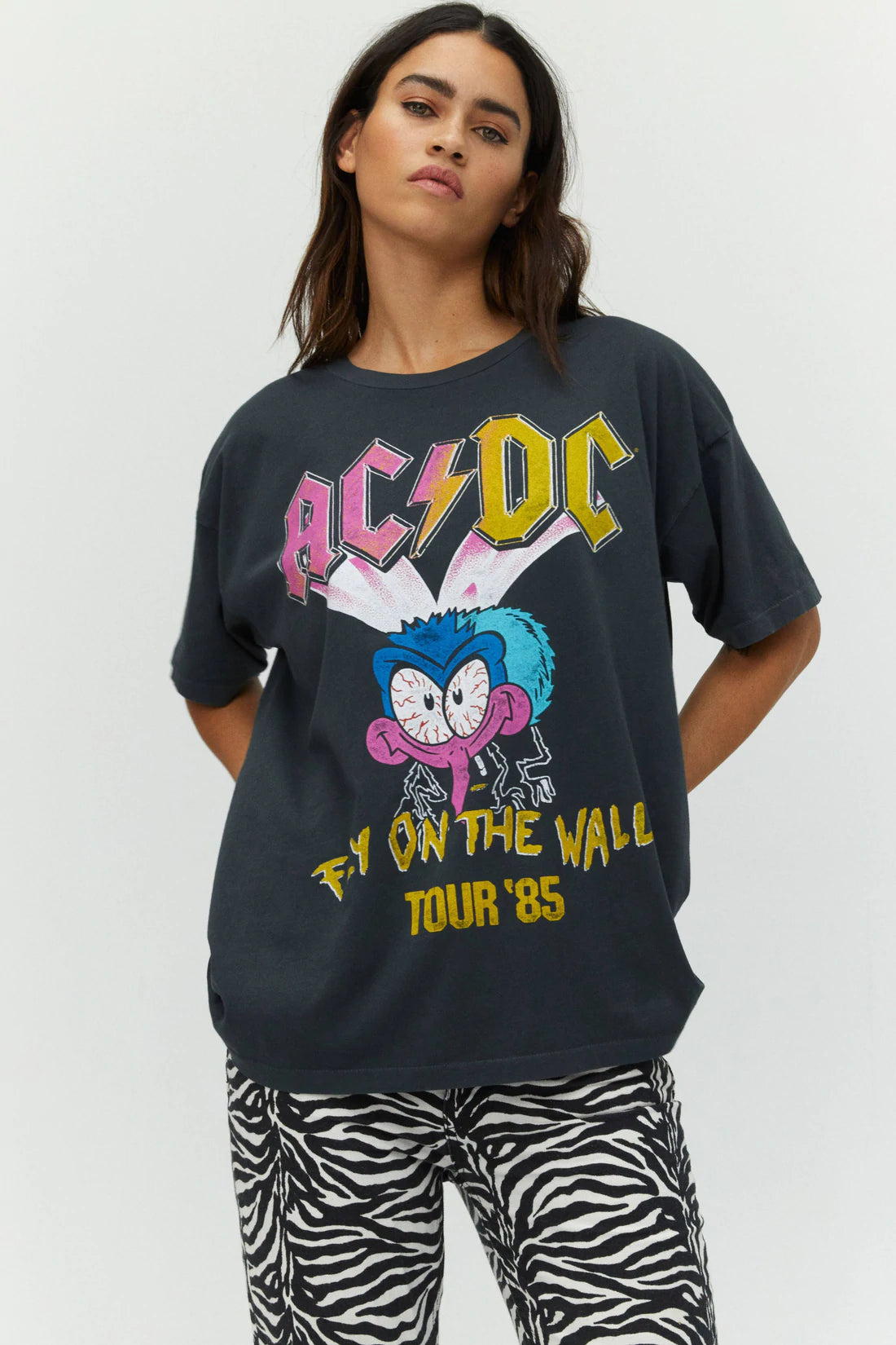 ACDC Fly On The Wall Merch Tee- Vintage Black