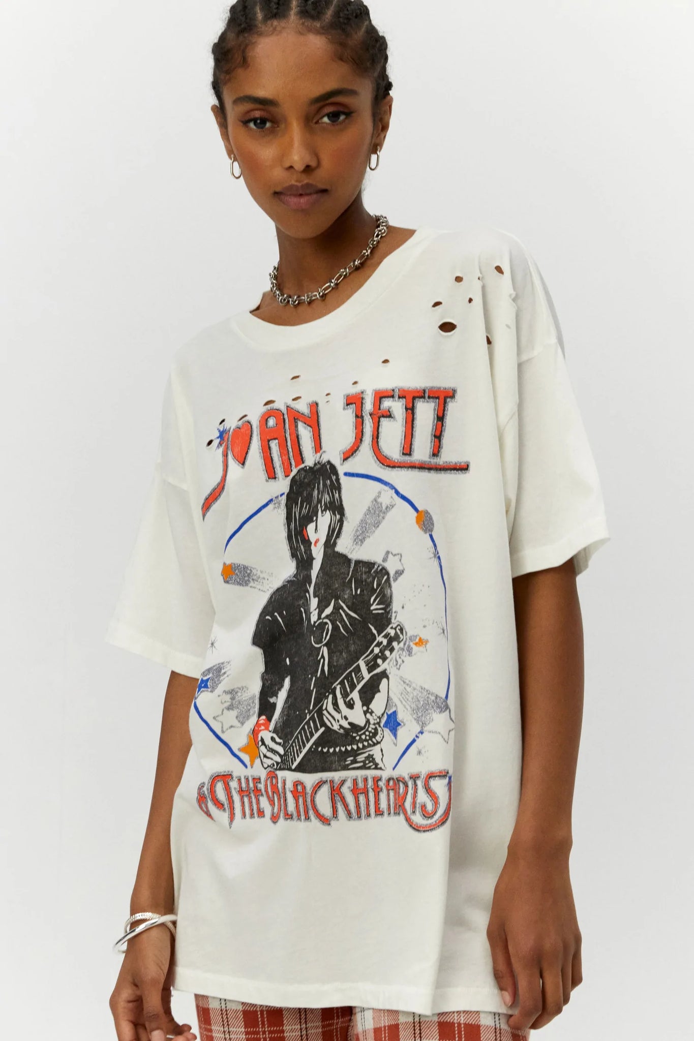 Joan Jett And The Blackhearts Merch Tee- Vintage White